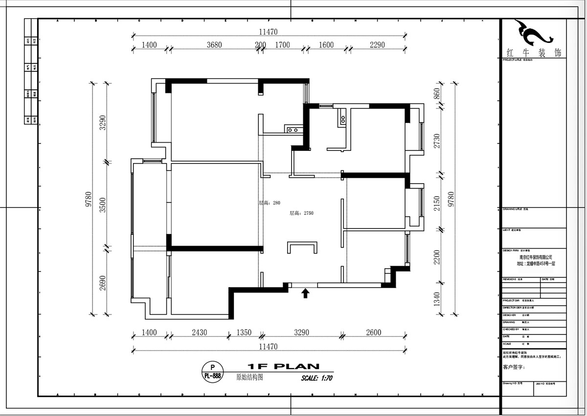 吴波｜湖光晨樾2-402-108㎡-现代风格｜4室2厅2卫｜新房装修｜定制家￥129152｜全包13万｜00_01原始结构图